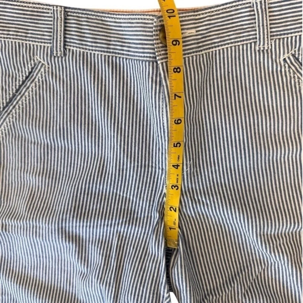 Dockers Women's Size‎ 12 Blue White Striped Chino Shorts Stretch Cotton Mid Rise